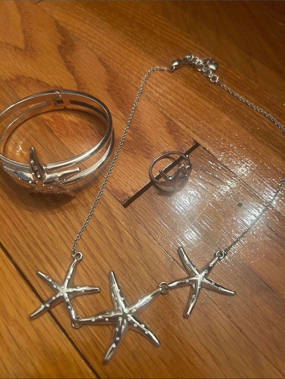 Brighton Silver Starfish Necklace with Three Pendants
